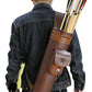 TOPARCHERY Traditional Shoulder Back Quiver Bow Leather Arrow Holder with Large Pouch Handmade Straps Belt Bag Brown