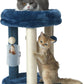 MECOOL Cat Scratching Post Tree with Tower Soft Bed.Natural Quality Sisal Carpet Jute Scratch Posts with Three Hanging Ball Toys and Massage Brush for Indoor Cats and Kittens Blue