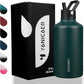 Insulated Water Bottle 64oz,Triple Wall Vacuum Stainless Steel(Dishwasher Safe),Leak Proof & Non-BPA,Flask Jug with Paracord Handle & Straw Spout Lids Sports
