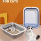 BNOSDM Collapsible Small Cat Litter Box for Kittens Open Potty Pan Foldable Cat Toilet with Scoop Senior Kitty Travel Shallow Litters Boxes Anti-Splash Waterproof Grey 17.7"×13.4"