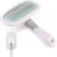360°Rotating Dog and Cat Brush with Coated Tips and Soft Pins in 2 Length Gentle Slicker Brush for Small Dogs Puppies Yorkies Poodles Removes Loose Fur