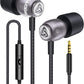 LUDOS Clamor Wired Earbuds in-Ear Headphones, 5 Years Warranty, Earphones with Microphone, Noise Isolating Ear Buds, Memory Foam for iPhone, Samsung, School Students, Kids, Women, Small Ears - Grey