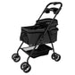 Pet Stroller, 4 Wheels Dog Cat Carrying Cart, Foldable Puppy Carrier with Storage Bag and Detachable Grid Structure for Small/Medium Dogs Cats Up to 44Lbs (Black)