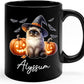 Customized Himalayan Wearing Witch Hat Mug with Name, Personalized Halloween Himalayan Ceramic Mug 11oz 15oz, Cat Pumpkins Black Coffee Cup, Halloween Cup Gift for Pet Lover Family Friend