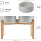 SPUNKYJUNKY Elevated Dog Bowls Ceramic, 8.3'' Dogs Food Water Bowls Raised with Non-Slip Bamboo Stand for Large Sized Breed Microwave Dishwasher Safe - 60 OZ,Grey