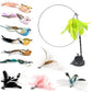 12PCS Interactive Cat Feather Wand Toy Set – 11 Bird & Feather Teaser Refills with Bells + Flexible Suction Cup Wand – Realistic Bird Design, Natural Materials, Indoor Cat Toys for Exercise & Play