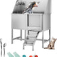 CuisinSmart 50" Dog Bathtub for Large Dogs, Professional Dog Washing Station with Dog Wash Attachment, Bath Pool for Outdoor, Indoor Shower and Grooming (50" Right Door)