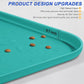 Silicone Pet Feeding Mat with Raised Edge for Food and Water, Dog Bowl Mats, Cat Bowls Placemat with High Lip for Floor Waterproof, Rubber Tray for Cats and Dogs 19 x 12 x0.7 Dark Turquoise