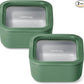 Caraway 2pc Glass Food Storage Set - 4.4 Cup Food Containers (2) - Ceramic Coated - Non Toxic, Non Stick Lunch with Lids - Dishwasher, Oven, & Microwave Safe - Sage