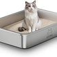 Extra Large Stainless Steel Cat Litter Box, 27.5" L×19.6" W×5.9" H, XXL Metal Kitty Litter Pan with High Sides, Odor-Free, Non-Stick, Easy to Clean, Ideal for Big Cats & Multi-Cat