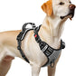 Timos Dog Harness Large Sized, No Pull with Neck Lockable Snap,No Choke Front Clip Dog Reflective Harness,Adjustable Metal Rings 3 Buckles,Easy Control Handle for Large Dogs Gray XL