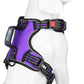 PoyPet No Pull Dog Harness, No Choke Front Clip Reflective Dog Vest with Soft Padded Vertical Handle, 3 Leash Attachments for Small Medium Large Dogs (Purple,L)