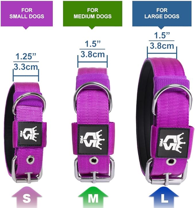TSPRO Tactical Dog Collar 1.5 Inch Wide Thick Dog Collars with Heavy Duty Metal Buckle, Durable, Strong, Adjustable for Medium to Large Dogs (Blue M)
