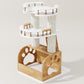 Modern Cat Tree, Solid Wooden Cats Tower, 37" Luxury Cats Trees Condo for Large Cat, Multi-Level Cat Tree Tower Natural Cat House Furniture, with Scratching Posts, Removable Washable Cushions