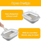 Open Cat Bedpan with Spoon,Shallow Splash Proof Travel Litter Box with Sand Drop Pedal High Side Low Entrance Cat Toilet Semi-Enclosed Adjustable for Kittens Elderly Cats Disabled Cats(Gray)