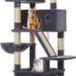 Taoqimiao Cat Tree 57.5-Inch, Cat Tower for Indoor Cats Large Adult, Extra Large Cat Condo, 8 Sisal Scratching Posts, Metal Frame Cozy Hammock, Durable Scratch Board, 2 Top Perches, Smoky Gray MS026G