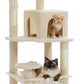 Cat Tree for Indoor Cats, 45.7" Multi-Level Cat Tower with Large Metal Frame Hammock, Cat Condo with 4 Scratching Posts and Top Perch for Small Medium Cat, Beige