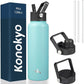40oz Insulated Water Bottle Stainless Steel Sport Bottles with 3 Lids,Turquoise