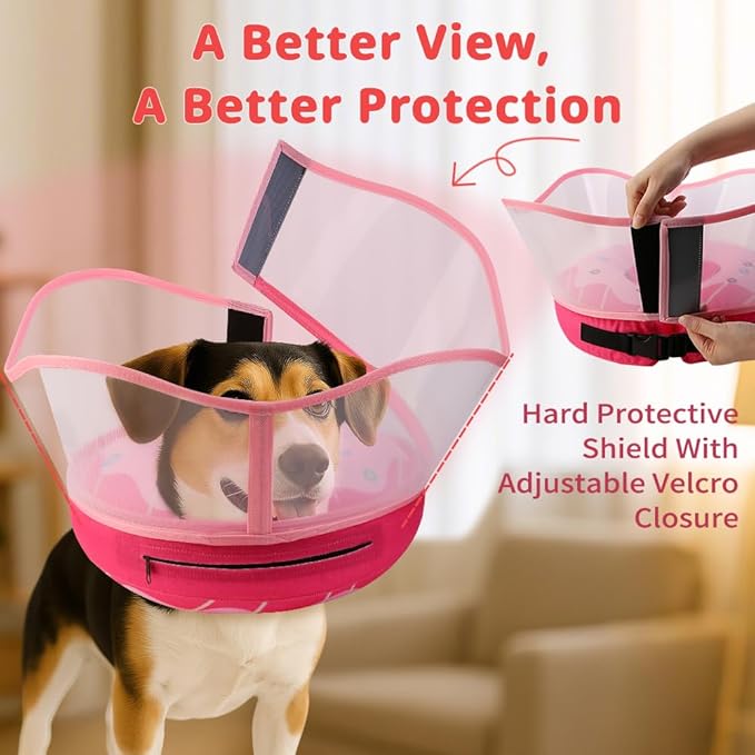 Soft Dog Cone Collar, Inflatable Donut Cones Alternative After Surgery with Anti-Lick Shield, for Large/Medium/Small Dogs to Stop Licking, Elizabethan Neck Ecollars of Shame, Comfy Pillow Recovery E