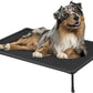 Veehoo Chewproof Elevated Dog Bed - Cooling Raised Pet Cot, Breathable Mesh, Washable & Non-Slip for Medium Dogs, Indoor/Outdoor, Black Mat and Black Frame, 32x25inches (Model CWC2203A03)