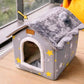 Scnbom Dog House Indoor Puppy Cave Cat Nest Kennel Pet Bed Portable Memory Sponge Foldable Houses with Cushion (Grey, L:Size fits 14kg/30lbs (Pets))