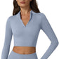 QINSEN Workout Sets for Women 2 Piece Seamless Long Sleeve Crop Tops Ribbed High Waist Leggings