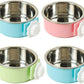 kathson Crate Dog Bowl, Removable Stainless Steel Hanging Pet Cage Bowl Food & Water Feeder Coop Cup for Cat, Puppy, Birds, Rats, Guinea Pigs 4pcs Large(2×Blue,1×Pink,1×Green)