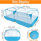 Lukovee Small Animals Playpen, Chicken Pen with Escape-Proof Detachable Bottom & 4 Zipper Doors, Breathable Foldable Portable Large Chicken Run Coop for Puppy Duck Kitten Rabbits Outdoor Yard (Blue)
