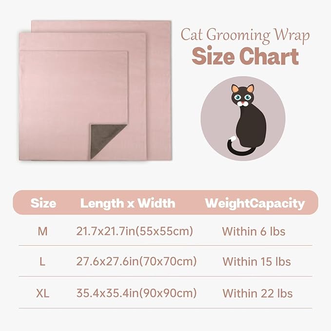 Paw Legend 35.4" Cat Wrap for Grooming Cat Wrap for Cutting Nails Cat Restraint for Nail Clipping Self Adhesive Blanket Restraint Cloth for Cats Within 22lbs