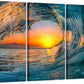 KREATIVE ARTS Large 3 Pieces Canvas Prints Wall Art Sunset Sea Water Ocean Wave Pictures Paintings Modern Stretched and Framed Seascape Giclee Artwork Ready to Hang for Living Room Home Decorations