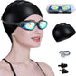 Swim Goggles Swimming Goggles No Leaking with Nose Clip, Earplugs, Swim Cap and Case for Men Women