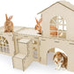 YUEPET Extra Large Wooden Rabbit Hideout Castle Detachable Bunny Tunnel Hut with Ramp Small Animal Houses & Habitats for Outdoor Indoor Rabbit Guinea Pig Chinchilla Ferret Hamster to Rest Hideawy Play
