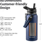 32 oz Insulated Water Bottle with Straw (Cold for 48 Hrs), Stainless Steel Triple Wall Vacuum Sports Water Jug, Leakproof Hydro Cup Flask with Paracord Handle & Straw Spout Lids & DIY Stickers