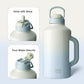 BOTTLE BOTTLE Insulated Water Bottle 64 oz with Straw and Dual-use Lid Stainless Steel Water Bottle with Handle Vacuum for Workout and Sports gray blue