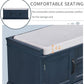 Storage Bench with 2 Drawers and 2 Cabinets, Pine Wood Shoe Bench with Removable Cushion for Living Room, Entryway 42.5" L x 15.9" W x 17.5" H (Antique Navy)
