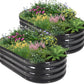 Galvanized Raised Garden Bed Outdoor - 4x2x1FT (2 Pack) Metal Garden Planter Box with Safety Edging and Gloves, Raised Bed for Gardening Vegetables Fruits and Flowers - Grey