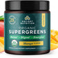 Ancient Nutrition SuperGreens Powder with Probiotics, Organic Mango Flavor Greens, Made from Real Fruits, Vegetables and Herbs, Digestive and Energy Support, 12 Servings, 3.3oz