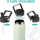 18 oz Insulated Water Bottle Stainless Steel Sport Bottles with 3 Lids,Mint