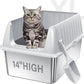Cat Litter Box Stainless Steel XL with Lid, Enclosed Metal Extra Large Litter Box Pan High Sided with Scoop for Big Cats, Non-Sticky, Anti-Urine Leakage, Easy Cleaning