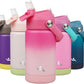 Insulated Water Bottle with Straw Lid,12 oz Stainless Steel Vacuum Metal Bottle with Silicone Handle,Cherry Blossom
