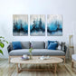 TTHYUEWS Large Canvas Wall Decor for Living Room - Boho Art for Bedroom Forest Landscape Abstract Pictures - Tree Blue Painting Artwork Office Aesthetic Decoration - Hang Easy 3 Piece