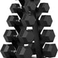 Hex Dumbbell Sets with Rack, 60-550 lb Rubber Encased Exercise & Fitness Dumbbells Set with Rack Option, Hand Weight for Strength Training, Weight Dumbbells