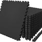 AIRHOP 0.79in Thick 48 Sq Ft Exercise Equipment Mats, 12 Tiles Upgraded Rubber Top with High Density EVA Foam, Large Interlocking Puzzle Gym Flooring for Home Gym, Heavy Weight Workout,Black