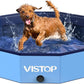 VISTOP Medium Foldable Dog Pool, Hard Plastic Shell Portable Swimming Pool for Dogs Cats and Kids Pet Puppy Bathing Tub Collapsible Kiddie Pool (37 inch.D x 7.8inch.H, Blue)
