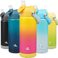 Insulated Water Bottle with Straw Lid,18 oz Stainless Steel Vacuum Metal Bottle with Silicone Handle,Rainbow