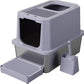 RIZZARI Stainless Steel Cat Litter Box, Odorless Enclosed Litter Box with Top Holes, Large Litter Pan for Small to Large Sized Cats (Cool Gray, 23.8" L*15.9" W*18" H)