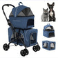 Pet Stroller with 2 Detachable Carriers, Folding Design, Large Capacity for Cats and Small Dogs, Navy, Medium