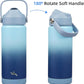 Insulated Water Bottle with Straw Lid,18 oz Stainless Steel Vacuum Metal Bottle with Silicone Handle,Sky