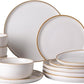 GBHOME Ceramic Dinnerware Sets for 4, 12 Pieces Stoneware Plates and Bowls Sets, Scratch Resistant Dishes, Dishwasher & Microwave Safe, Reactive Glaze-White
