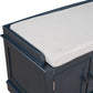 Storage Bench with 4 Doors and Adjustable Shelves, Shoe Bench with Removable Cushion for Living Room, Entryway 42.7" L x 16" W x 17.4" H (Antique Navy)